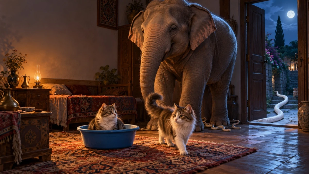 Traum von Elefant, Katzen und Schlange im eigenen Haus ausführlich deuten