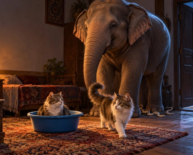 Traum von Elefant, Katzen und Schlange im eigenen Haus ausführlich deuten